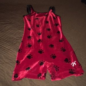 Childs Medium Red Velvet Dog paw 🐾 GK unitard